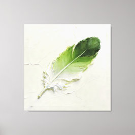 Impressão Em Tela Minimalista Pena Verde Sage 3D Elegante
