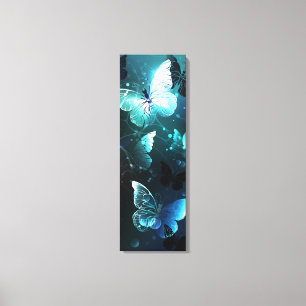 Impressão Em Tela Mint Night Butterflies