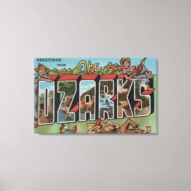 Impressão Em Tela Missouri - The Ozarks - Large Letter Scenes (Frente)
