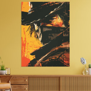 Impressão Em Tela Mística Outlaw: Fiery Western Stare