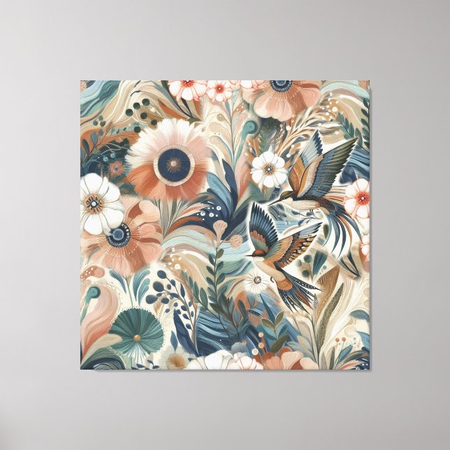 Impressão Em Tela Mistura boêmica de chalé, magenta, roxo em cremes (Frente)