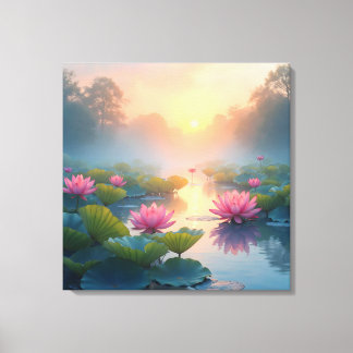 Impressão Em Tela Misty Lotus Pond no Dawn