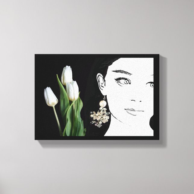 Impressão Em Tela Moça em lágrima de ilustração de brincadeira (Frente)