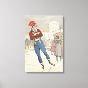 Impressão Em Tela Moda de Patinação no Gelo Parisiense Vintage 1898