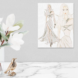 Impressão Em Tela Modelo de Moda de Voga de Aquarela