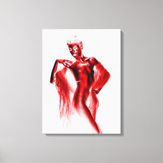 Impressão Em Tela Modelo sem vergonha posando com véu vermelho e dor