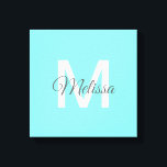 Impressão Em Tela moder chic minimalista monograma turquesa aqua azu<br><div class="desc">modernos acessórios azuis de abstrato de turquesa aqua,  minimalista de chic. decorações de berçários com monograma de turquesa.</div>