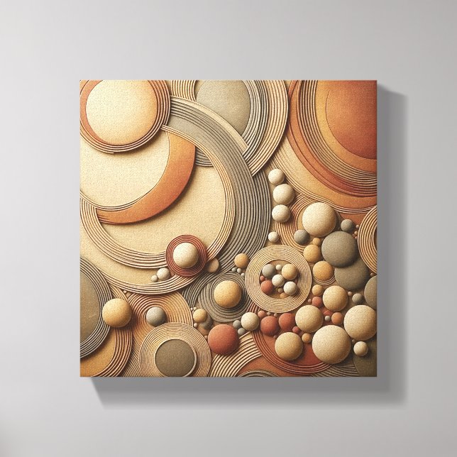 Impressão Em Tela Modern 3D Abstract Geometric Art - Layered Concent (Frente)
