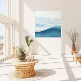 Impressão Em Tela Modern Abstract Blue Calm Serene Waves