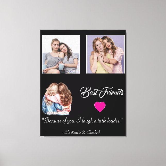 Impressão Em Tela Modern Best Friends Photo Grid Keepsake Gift Plaqu (Frente)