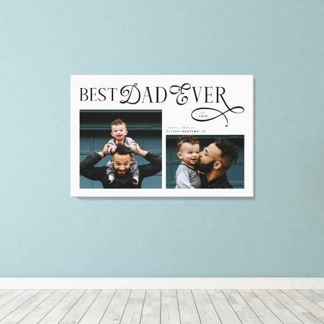 Impressão Em Tela Modern Elegant Best Dad Ever 2 Photos Fathers Day (Insitu(piso de madeira))