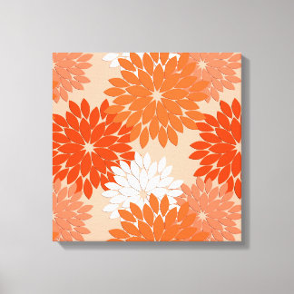 Impressão Em Tela Modern Floral Kimono Impressão, Coral Orange, Peac