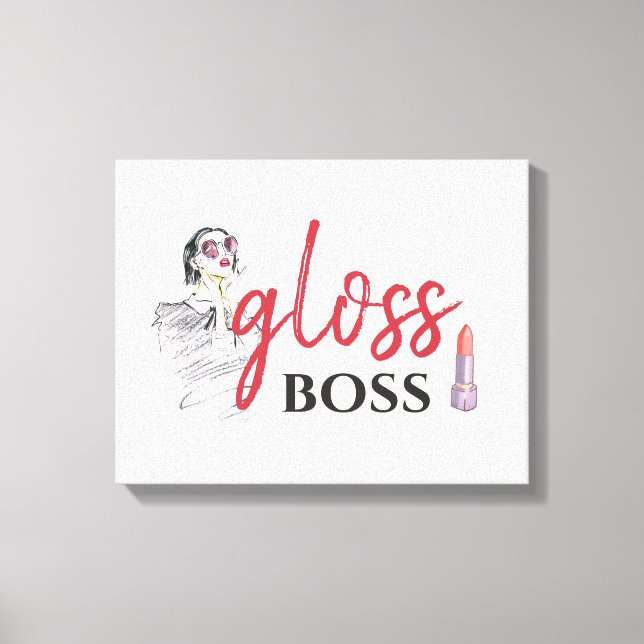 Impressão Em Tela Modern Gloss Boss Girl Black Red Funny Art (Frente)