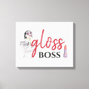 Impressão Em Tela Modern Gloss Boss Girl Black Red Funny Art