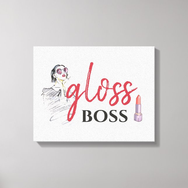 Impressão Em Tela Modern Gloss Boss Girl Black Red Funny Art (Frente)