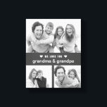 Impressão Em Tela Modern Keepsasasaes Black and White Fotografias Av<br><div class="desc">Crie uma verdadeira colagem de fotos aplicada com filtro B&W das suas fotos favoritas para vovó e vovô. Uma sólida cinza escura com a camada de "nós te amamos, vovó e vovô" em tipografia clássica. Eles vão adorar esta manutenção dos netos dela. Envie-me uma mensagem se precisar de assistência ou...</div>