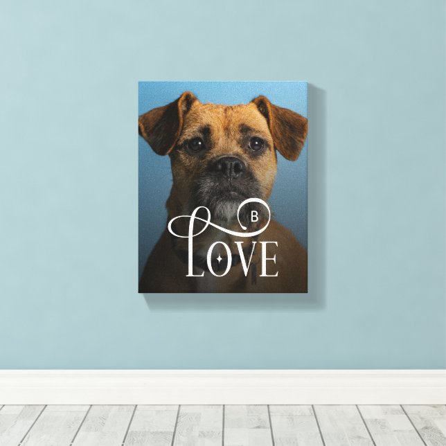 Impressão Em Tela Modern Love Custom Boxer Dog Pets Photo Monogram (Insitu(piso de madeira))