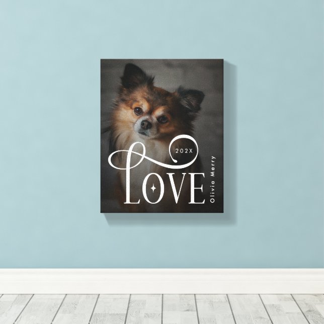 Impressão Em Tela Modern Love Custom Dog Pets Photo Monogram (Insitu(piso de madeira))