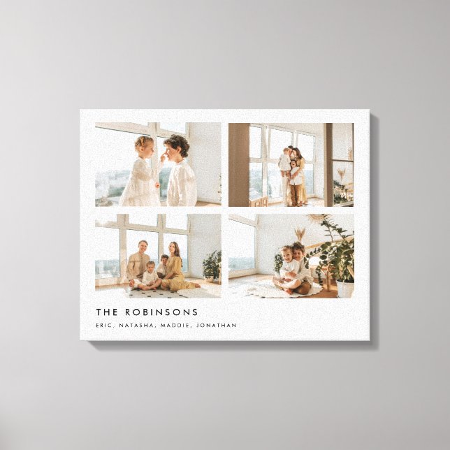 Impressão Em Tela Modern Minimal 4 Photo Custom Family Name (Frente)