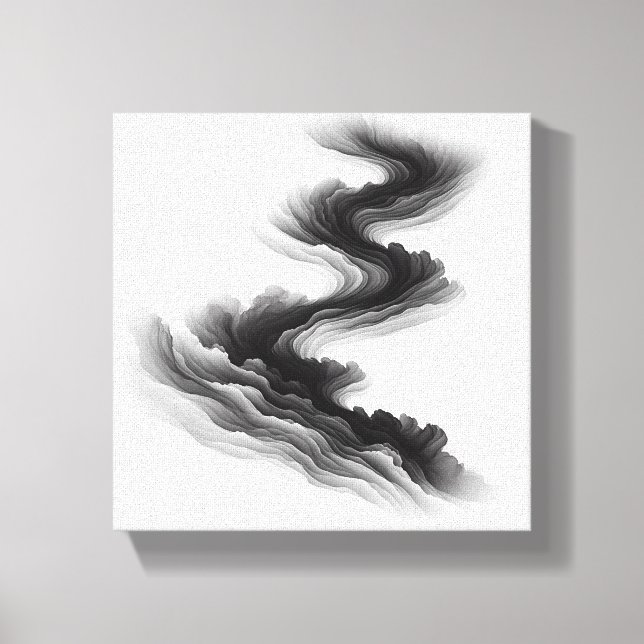 Impressão Em Tela Modern Minimalist Abstract Layered Flow - Smoke  (Frente)