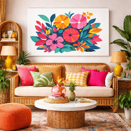 Impressão Em Tela Modern retro tropical flora 04