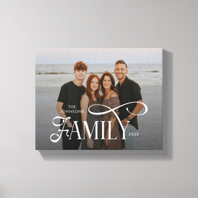Impressão Em Tela Modern Script Family Custom Photo Name  (Frente)