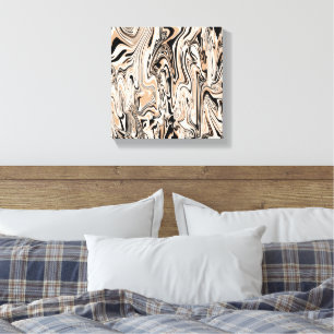 Impressão Em Tela Modern Swirls Watercolor Brown Black Pattern