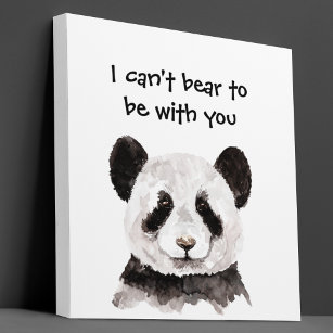 Impressão Em Tela Moderna citação Romântica com Panda Negra e Branca