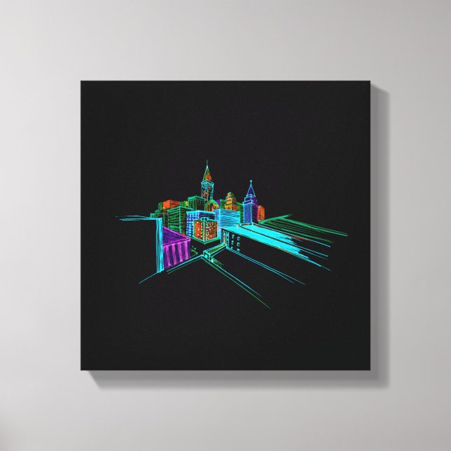 Impressão Em Tela Moderna Única Ponte de Cidade Vibrante (Frente)