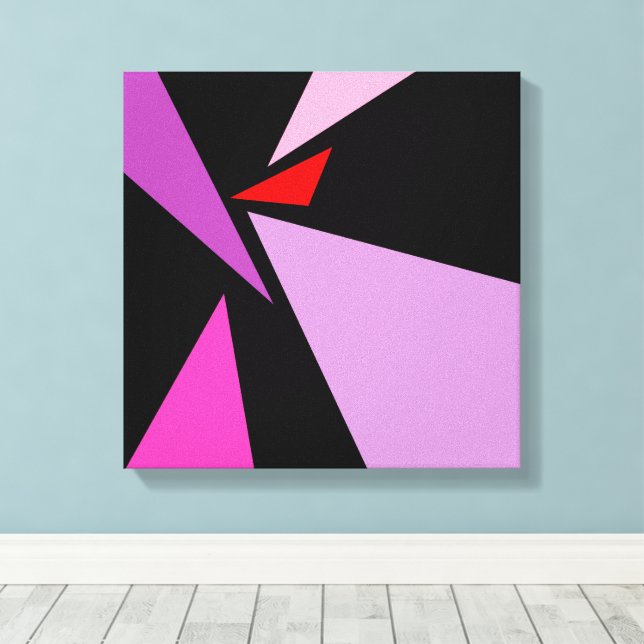 Impressão Em Tela Moderno Abstrato Simples Geométrico Vermelho Rosa  (Insitu(piso de madeira))