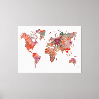 Impressão Em Tela Moderno cor Terreno tonto Watercolor World Map