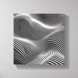Impressão Em Tela Moderno Minimalista Arte de Onda 3D - Monocromo Ab
