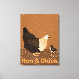 Impressão Em Tela Moderno Sandy-orange Hen & Pintinho Kitchen