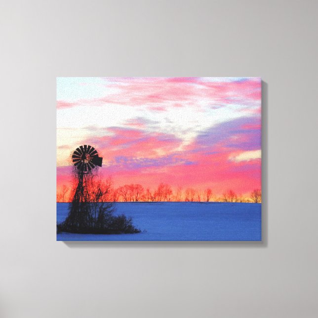 Impressão Em Tela Moinho de vento com nascente rosa (Frente)
