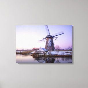 Impressão Em Tela Moinho de vento durante o nascer do sol, Holland