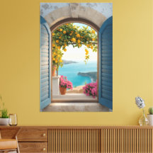 Moldura de janela mediterrânea com vista - limão c