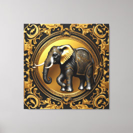 Impressão Em Tela Moldura decorativa de ouro elefante