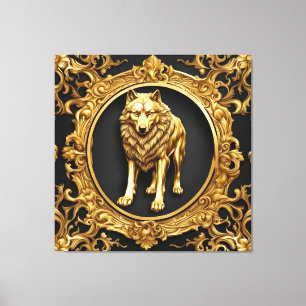 Impressão Em Tela Moldura decorativa em preto-e-ouro