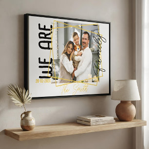 Impressão Em Tela Moldura Dourada de Família com Foto Personalizada