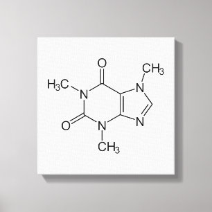 Impressão Em Tela Molécula de Cafeína Química Café Átomos