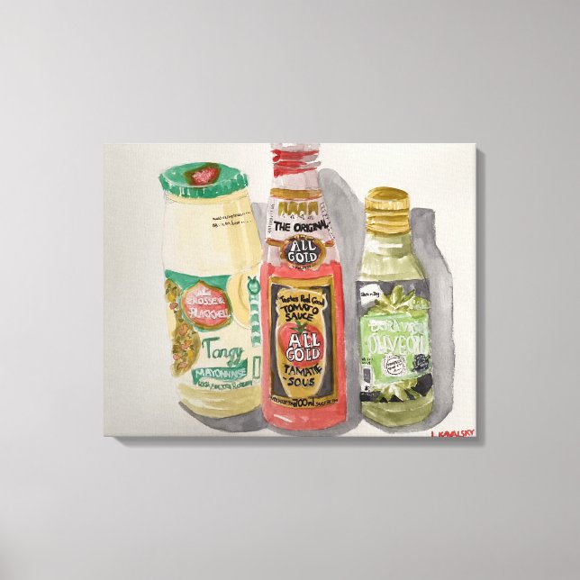 Impressão Em Tela Molho De Tomate Com Aquarela Original,Maio E Azeit (Frente)