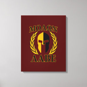 Impressão Em Tela Molon Labe Spartan Helmet Laurels Burgundy