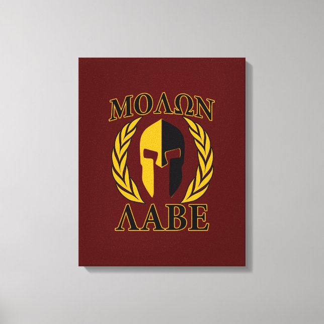 Impressão Em Tela Molon Labe Spartan Helmet Laurels Burgundy (Frente)