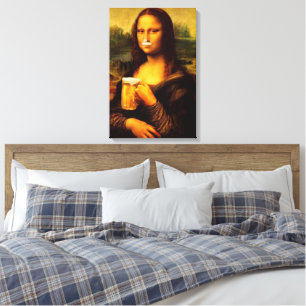 Impressão Em Tela Mona Lisa bebendo Beer amantes