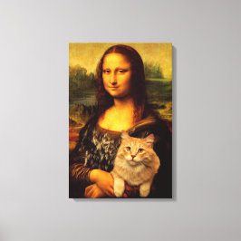 Impressão Em Tela Mona Lisa com seus amantes de gatos e animais de e