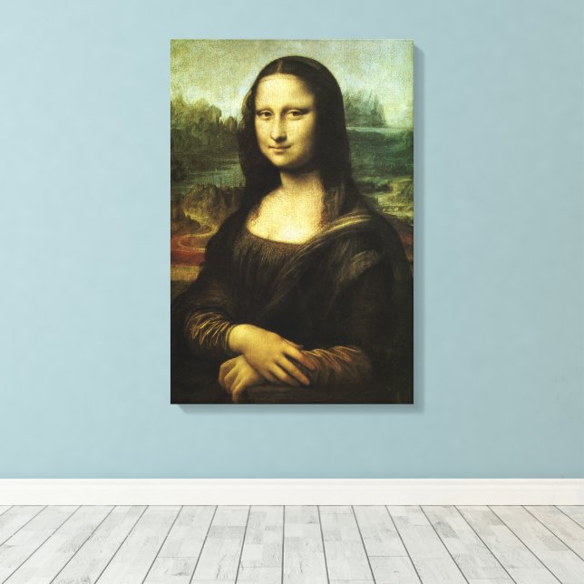 Impressão Em Tela Mona Lisa de Leonardo da Vinci, Arte Renascentista (Insitu(piso de madeira))