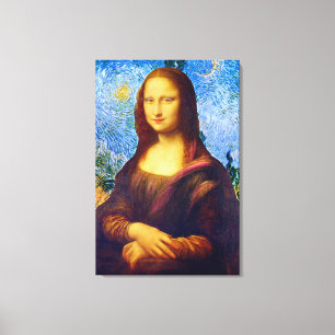 Impressão Em Tela Mona Lisa e Van Gogh