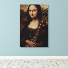 Impressão Em Tela Mona Lisa segurando uma guitarra (guitarrista)