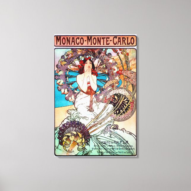 Impressão Em Tela Mônaco Monte Carlo por Alphonse Mucha (Frente)