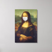 Monalisa Engraçada Usa Máscara Facial de Coronavír